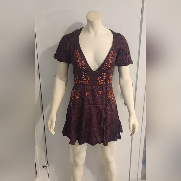 Womens Free People Stardust Plum Satin Dress Size 4 - Picture 1 of 9